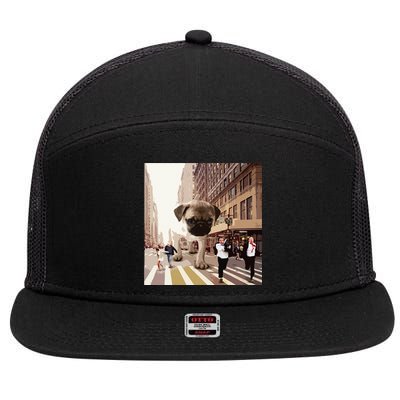 PUGZILLA Funny Pug For Dog Lovers To Halloween 7 Panel Mesh Trucker Snapback Hat