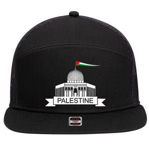 Palestine Free Palestine In Arabic Free Gaza Palestine Flag 7 Panel Mesh Trucker Snapback Hat