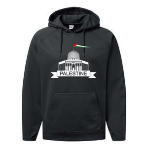 Palestine Free Palestine In Arabic Free Gaza Palestine Flag Performance Fleece Hoodie