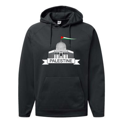 Palestine Free Palestine In Arabic Free Gaza Palestine Flag Performance Fleece Hoodie