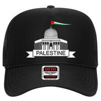 Palestine Free Palestine In Arabic Free Gaza Palestine Flag High Crown Mesh Back Trucker Hat