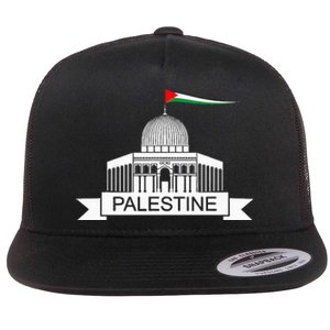 Palestine Free Palestine In Arabic Free Gaza Palestine Flag Flat Bill Trucker Hat