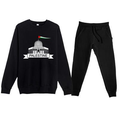 Palestine Free Palestine In Arabic Free Gaza Palestine Flag Premium Crewneck Sweatsuit Set