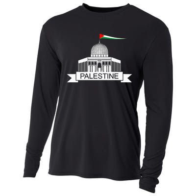 Palestine Free Palestine In Arabic Free Gaza Palestine Flag Cooling Performance Long Sleeve Crew