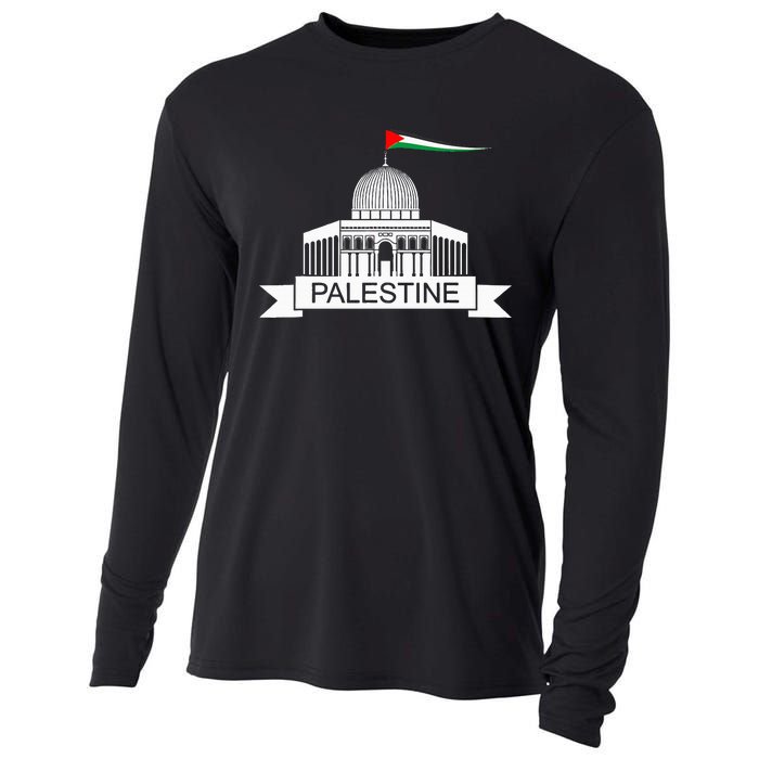 Palestine Free Palestine In Arabic Free Gaza Palestine Flag Cooling Performance Long Sleeve Crew