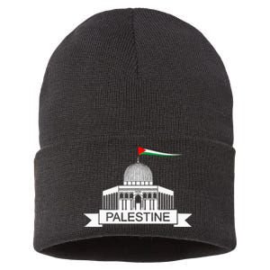 Palestine Free Palestine In Arabic Free Gaza Palestine Flag Sustainable Knit Beanie