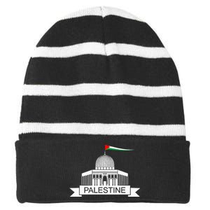 Palestine Free Palestine In Arabic Free Gaza Palestine Flag Striped Beanie with Solid Band