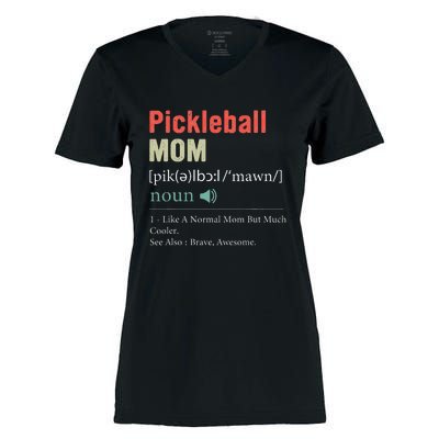 Pickleball Funny Pickleball Mom Definition Mother's Day Women's Momentum V-Neck T-Shirt