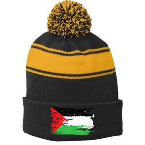 Palestine Flag Stripe Pom Pom Beanie