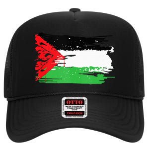 Palestine Flag High Crown Mesh Back Trucker Hat