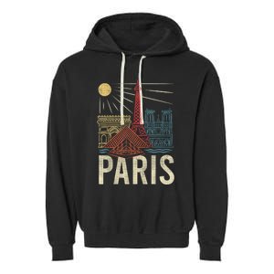 Paris France Paris Vacation Eiffel Tower Paris Souvenir Garment-Dyed Fleece Hoodie