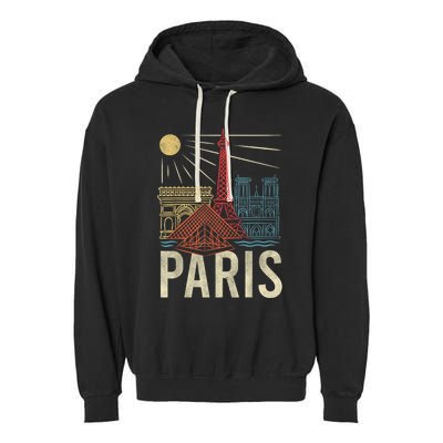 Paris France Paris Vacation Eiffel Tower Paris Souvenir Garment-Dyed Fleece Hoodie