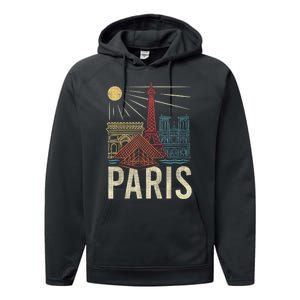 Paris France Paris Vacation Eiffel Tower Paris Souvenir Performance Fleece Hoodie