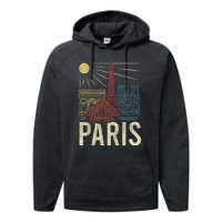 Paris France Paris Vacation Eiffel Tower Paris Souvenir Performance Fleece Hoodie