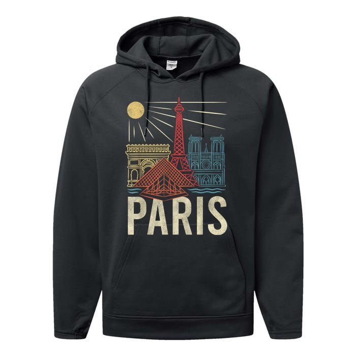 Paris France Paris Vacation Eiffel Tower Paris Souvenir Performance Fleece Hoodie