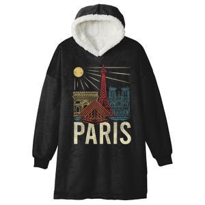 Paris France Paris Vacation Eiffel Tower Paris Souvenir Hooded Wearable Blanket