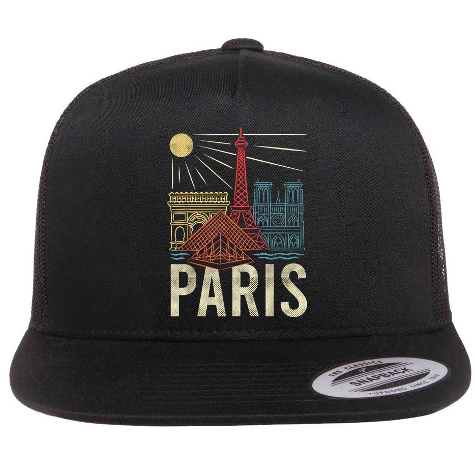 Paris France Paris Vacation Eiffel Tower Paris Souvenir Flat Bill Trucker Hat