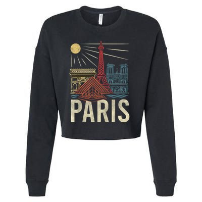 Paris France Paris Vacation Eiffel Tower Paris Souvenir Cropped Pullover Crew