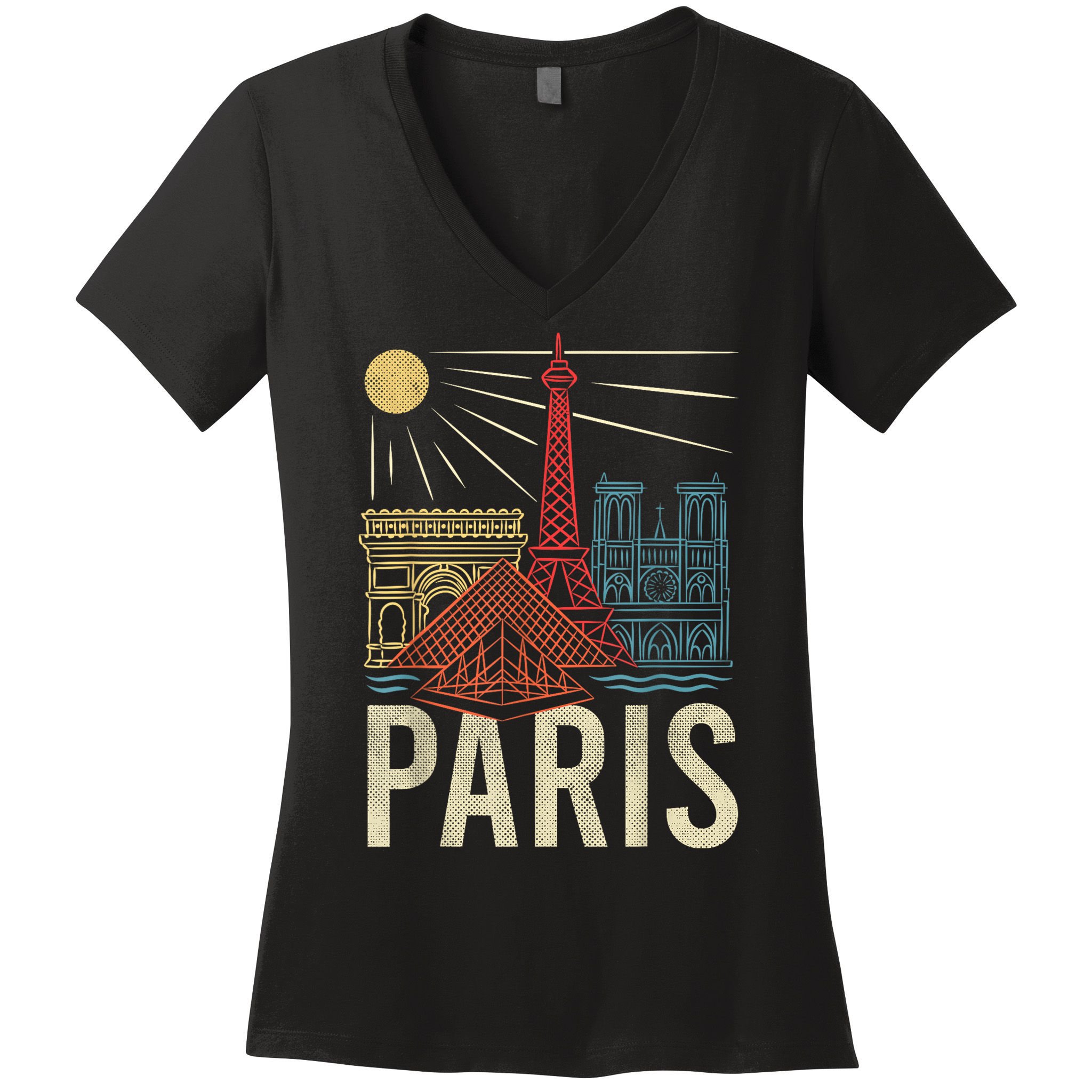 Paris France Paris Vacation Eiffel Tower Paris Souvenir Women's V-Neck T-Shirt