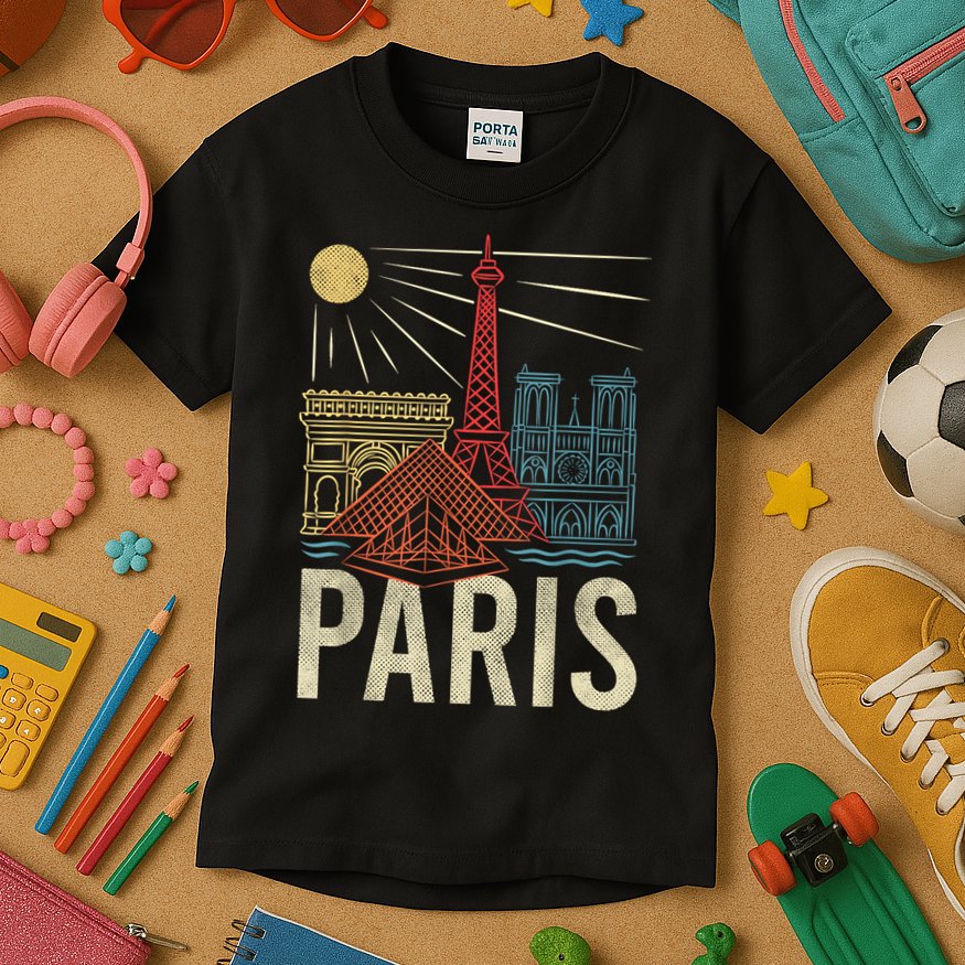 Paris France Paris Vacation Eiffel Tower Paris Souvenir Kids T-Shirt