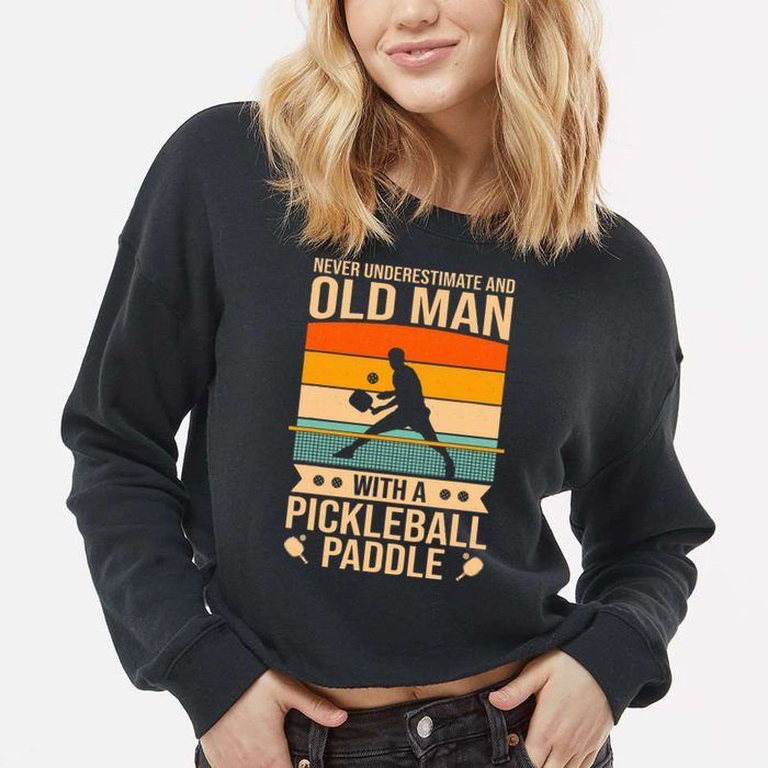 Pickleball Funny Cropped Pullover Crew