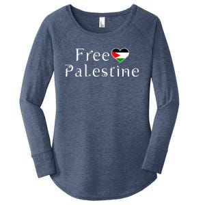 Palestine Free Palestine Free Gaza Palestine Flag Arabic Gift Women's Perfect Tri Tunic Long Sleeve Shirt