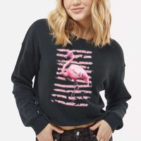 Pink Flamingo Cropped Pullover Crew