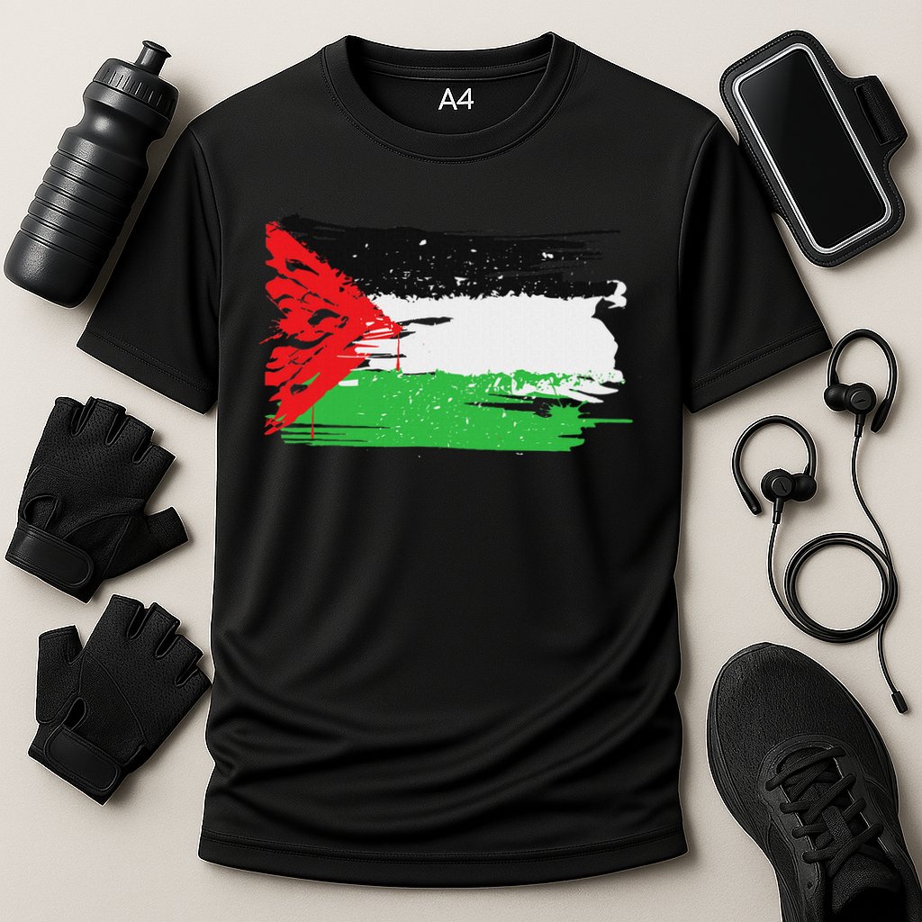 Palestine Flag Cooling Performance Crew T-Shirt