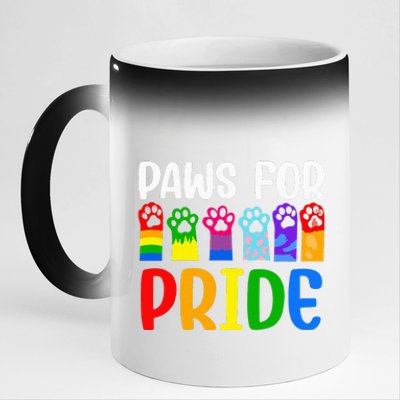 Paws For Pride Month Lgbtq Gay Lesbian Pets Cats Dogs Lover 11oz Black Color Changing Mug