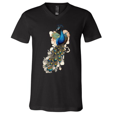 Peacock Feather Peahen Bird Animal Peacocks Lover V-Neck T-Shirt