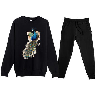 Peacock Feather Peahen Bird Animal Peacocks Lover Premium Crewneck Sweatsuit Set