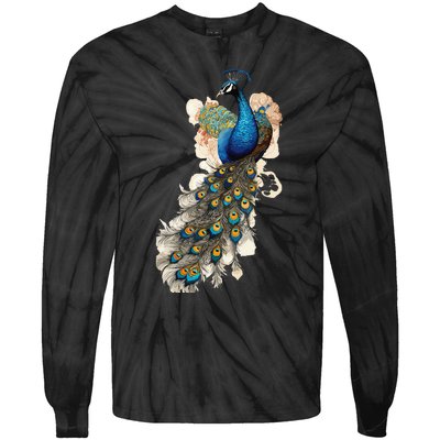 Peacock Feather Peahen Bird Animal Peacocks Lover Tie-Dye Long Sleeve Shirt