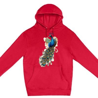 Peacock Feather Peahen Bird Animal Peacocks Lover Premium Pullover Hoodie