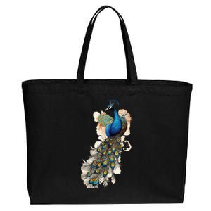 Peacock Feather Peahen Bird Animal Peacocks Lover Cotton Canvas Jumbo Tote