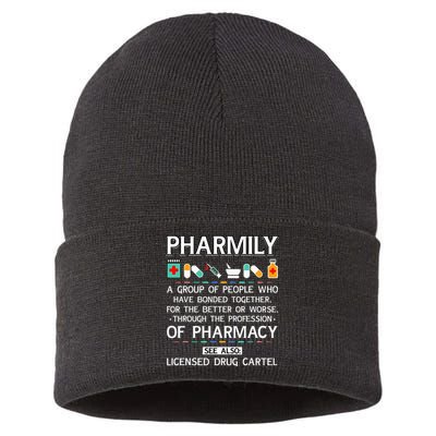 Pharmily Funny Pharmacy Technician Pharmacist Sustainable Knit Beanie