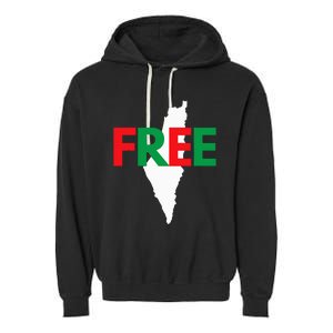 Palestine Free Palestine In Arabic Free Gaza Palestine Flag Garment-Dyed Fleece Hoodie