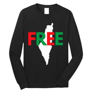 Palestine Free Palestine In Arabic Free Gaza Palestine Flag Long Sleeve Shirt