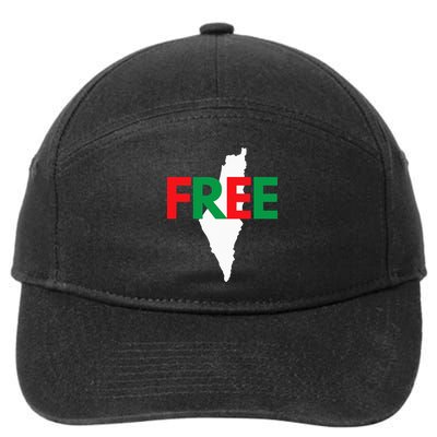 Palestine Free Palestine In Arabic Free Gaza Palestine Flag 7-Panel Snapback Hat