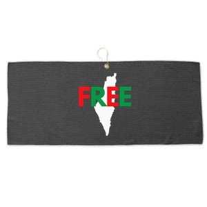 Palestine Free Palestine In Arabic Free Gaza Palestine Flag Large Microfiber Waffle Golf Towel