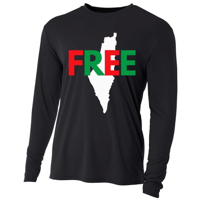 Palestine Free Palestine In Arabic Free Gaza Palestine Flag Cooling Performance Long Sleeve Crew