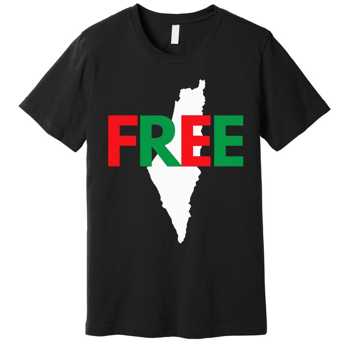 Palestine Free Palestine In Arabic Free Gaza Palestine Flag Premium T-Shirt