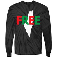 Palestine Free Palestine In Arabic Free Gaza Palestine Flag Tie-Dye Long Sleeve Shirt