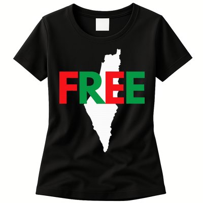 Palestine Free Palestine In Arabic Free Gaza Palestine Flag Womens T-Shirt