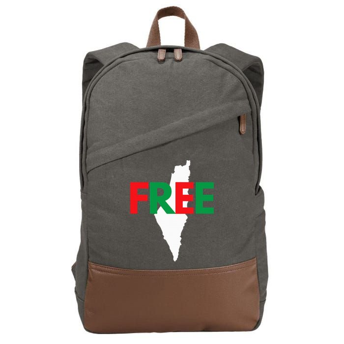 Palestine Free Palestine In Arabic Free Gaza Palestine Flag Cotton Canvas Backpack