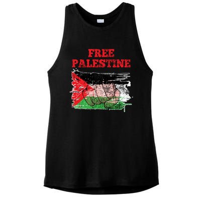 Palestine Flag Patriotic Palestinian Free Palestine Cute Gift Ladies PosiCharge Tri-Blend Wicking Tank