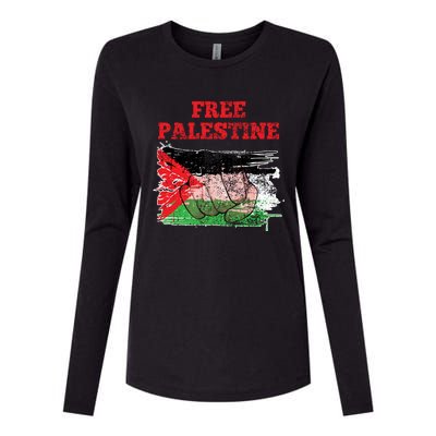 Palestine Flag Patriotic Palestinian Free Palestine Cute Gift Womens Cotton Relaxed Long Sleeve T-Shirt