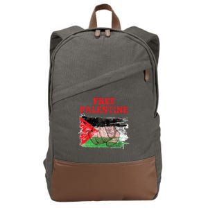 Palestine Flag Patriotic Palestinian Free Palestine Cute Gift Cotton Canvas Backpack