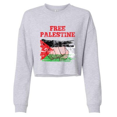 Palestine Flag Patriotic Palestinian Free Palestine Cute Gift Cropped Pullover Crew