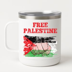 Palestine Flag Patriotic Palestinian Free Palestine Cute Gift 12 oz Stainless Steel Tumbler Cup