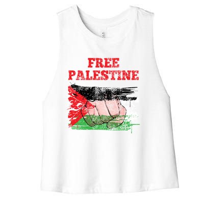 Palestine Flag Patriotic Palestinian Free Palestine Cute Gift Women's Racerback Cropped Tank